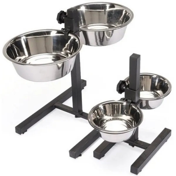 Camon Bowl Stand With Two Steel Bowls - Поставка С Две Метални Купи Ø28см. - 2x4л.