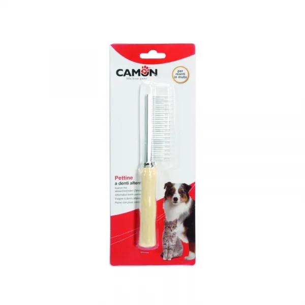 Camon Alternated Teeth Comb For Moulting Coats - Метален Гребен С Редуващи Се Зъби - 17.5см.