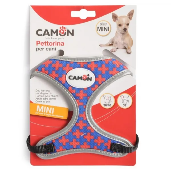 Camon Adjustable Harness With Leash For Mini Dog Breeds - Bicolor - Комплект Текстилен Нагръдник С Повод За Кучета Мини Породи