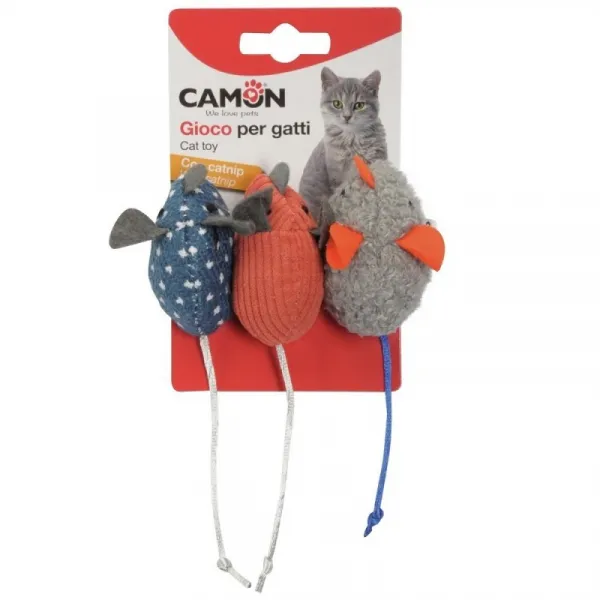 Camon Colorful Mice With Catnip And Bell - Играчка За Котка Цветни Мишки
