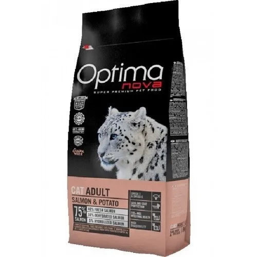Optima Nova CAT Adult Salmon&Potato - Храна За Израснали Котки С Месо От Сьомга И Картофи
