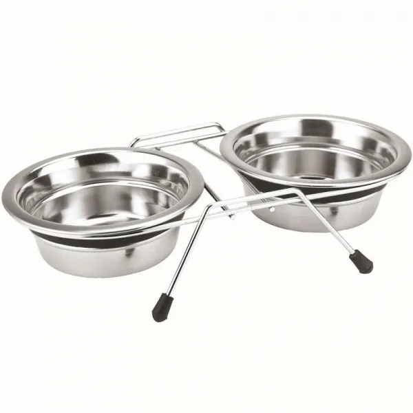 Nobby Double Bowl Stainless Steel Silent Diner M - Поставка С Две Метални Купи Ø16.5см. - 2x750мл. 1
