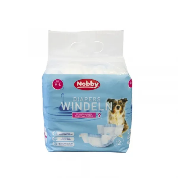 Nobby Diapers For Female Dogs M-L - Памперс Гащи За Женски Кучета - 12бр. 1
