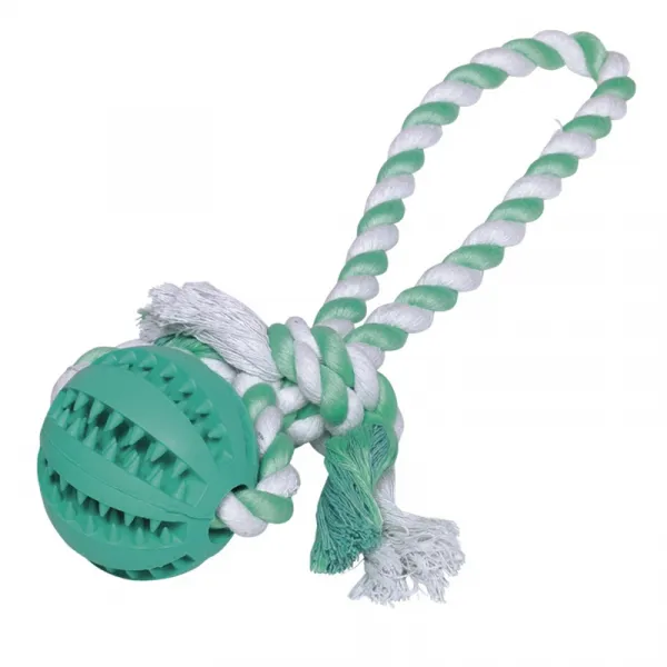 Nobby Dental Ball With Rope - Играчка За Кучета Топка С Памучно Въже - Ø7х30см.