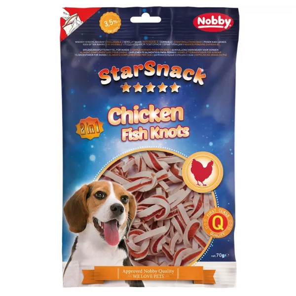 Nobby StarSnack BBQ Chicken Fish Knots - Лакомства За Кучета С Пилешко Месо И Риба - 70гр. 1