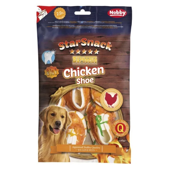 Nobby StarSnack Barbecue Chicken Shoe - Лакомства За Кучета С Пилешко Месо И Кожа - 60гр. 1