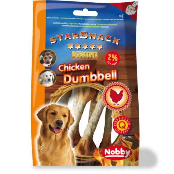 Nobby StarSnack BBQ Chicken Dumbbell - Лакомства За Кучета С Пилешко Месо И Кожа - 70гр.