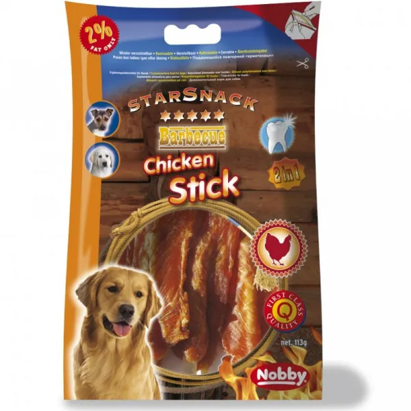 Nobby StarSnack BBQ Chicken Stick - Лакомства За Кучета Кожени Солети Обвити С Пилешко Месо - 113гр.
