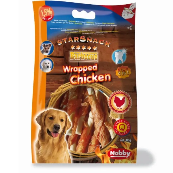 Nobby StarSnack BBQ Wrapped Chicken - Лакомства За Кучета С Кожа И Пилешко Месо - 113гр.