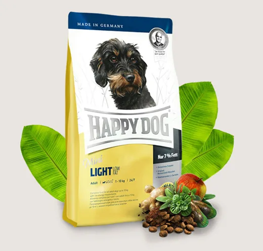 Happy Dog Adult Mini Light -  Храна за Кучета от Мини Породи с Ниско Съдържание на Мазнини 6.5% - 1кг.,4кг.