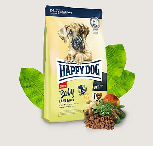Happy Dog Giant Baby Lamb & Rice - Храна за Чувствителни Кученца от Всички Породи, След Навършване на 4 Седмици  - 4кг.,15кг.