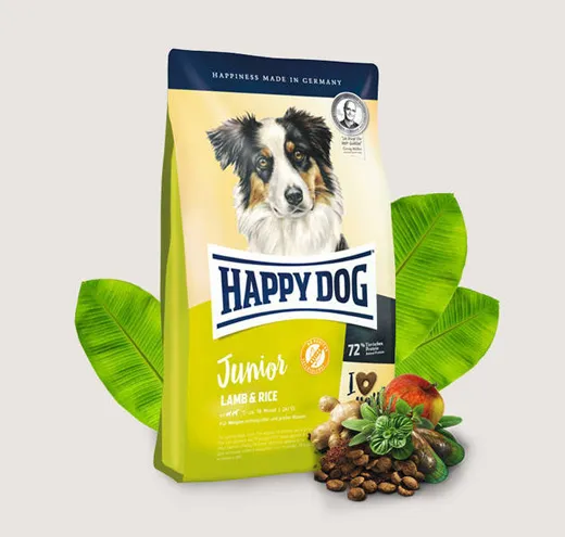 Happy Dog Junior Lamb & Rice - Храна с Агнешко и Билки за Кученца от Едри Породи, с Тегло Над 26кг., на Възраст от 5 - 18месеца - 1кг.,4кг.,10кг.