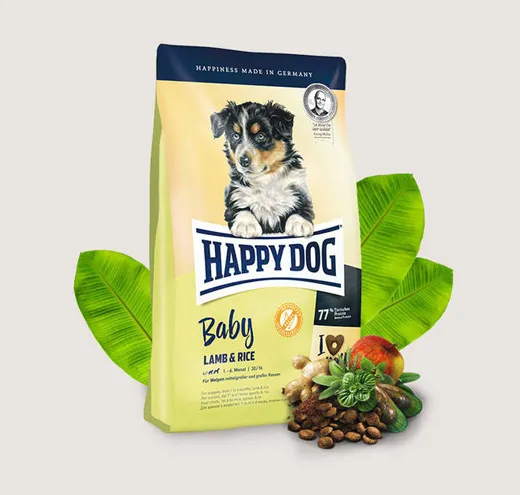 Happy Dog Baby Lamb & Rice - Храна с Агнешко и Билки за Кученца от Едри Породи, с Тегло Над 26кг., на Възраст от 1 - 5месеца - 1кг.,4кг.,10кг.,18кг.