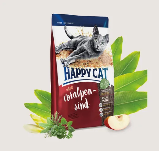 Happy Cat Ѕupreme Adult Voralpen Rind - Пълноценна Храна за Котки над 1г. с Алпийско Говеждо Месо - 0.3кг.,1.4кг.,4кг.,10кг.