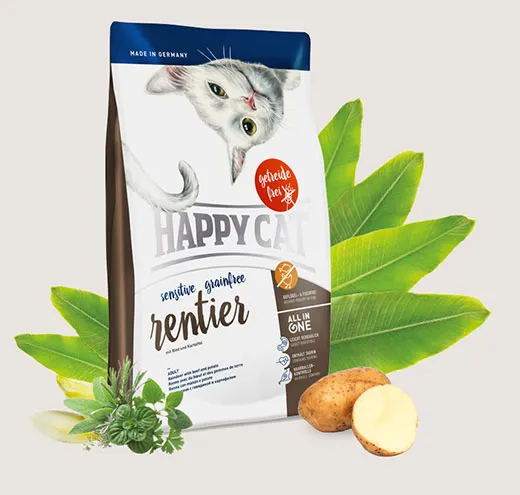 Happy Cat Sensitive Grain Free Reindeer - Пълноценна Храна за Котки над 1г. с Еленско Месо - 0.3кг.,1.4кг.,4кг.