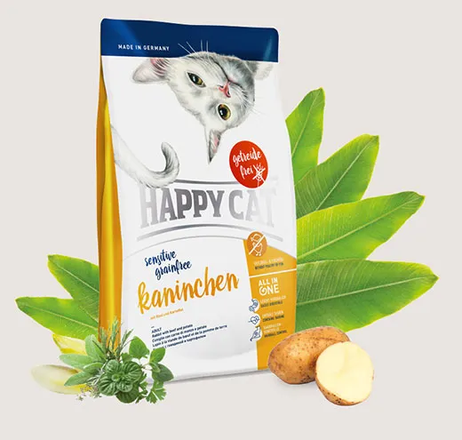 Happy Cat Sensitive Grain Free Rabbit - Пълноценна Храна за Котки над 1г. със Заешко Месо - 0.3кг.,1.4кг.,4кг.