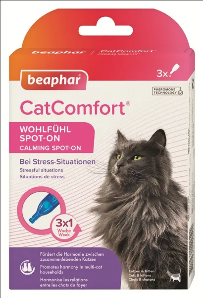 Beaphar CatComfort Calming Spot On - успокояващи капки с феромони за котки - 3бр.