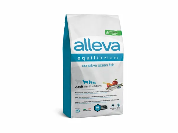 Alleva® Equilibrium Sensitive Ocean Fish Adult Mini/Medium - суха храна с океанска риба за израснали кучета /над 12месеца/ от дребни и средни породи /2кг.-25кг./ - 12кг.
