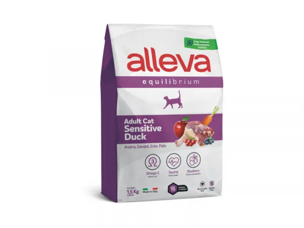 Alleva® Equilibrium Sensitive Duck Adult Cat - суха храна за котки /над12месеца/ с патешко месо - 1.5кг.,10кг.
