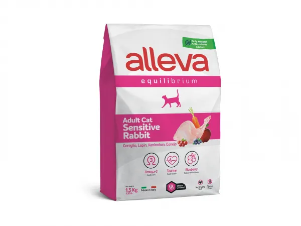 Alleva® Equilibrium Sensitive Rabbit Adult Cat - суха храна за котки /над12месеца/ със заешко месо - 1.5кг.,10кг.