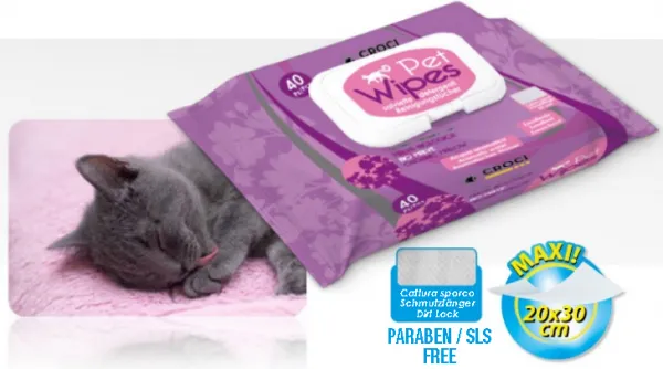 Pet Wipes Bio - Cat - Кърпички за Почистване за Котки - 40бр.