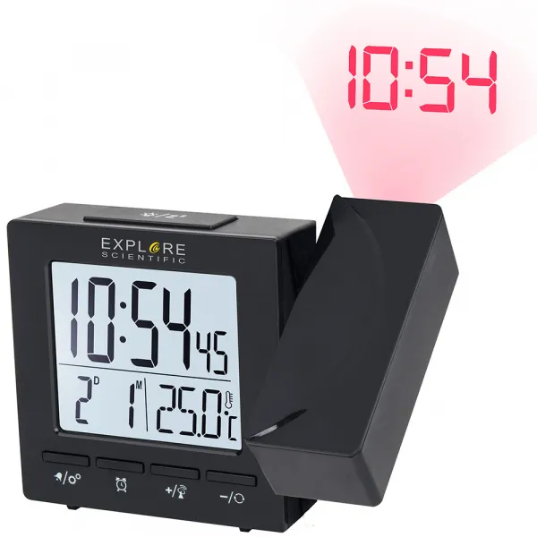 Цифров прожекционен часовник RC Explore Scientific с показател на температурата на закрито, черен 1