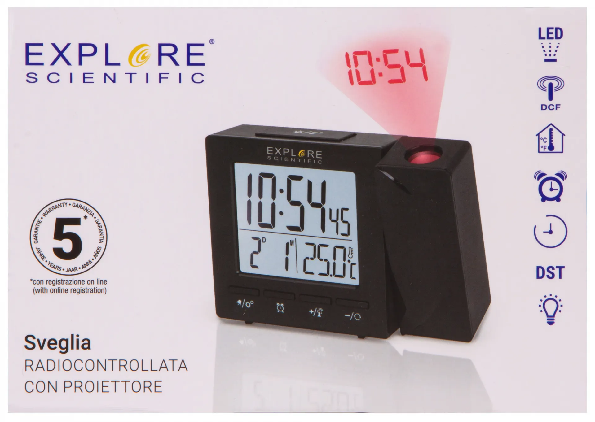 Цифров прожекционен часовник RC Explore Scientific с показател на температурата на закрито, черен 6