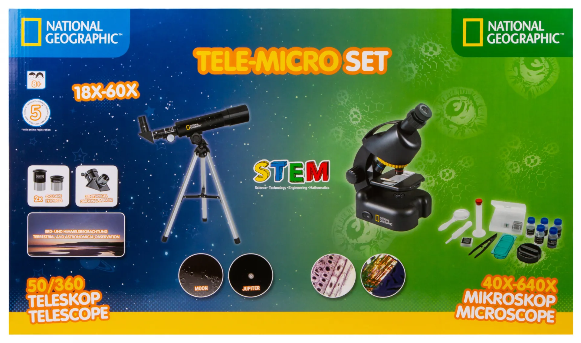  Микроскоп + телескоп Bresser National Geographic Set: 50/360 AZ Telescope and40x–640xMicroscope 7