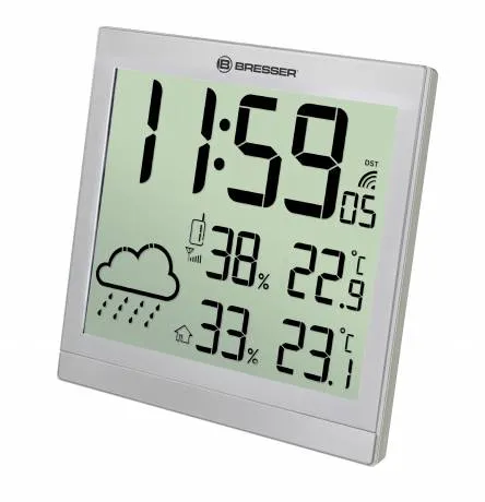Bresser TemeoTrend JC LCD RC Weather Station (Wall clock), silver 1