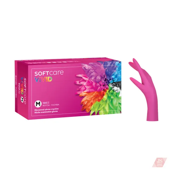 Powder-free pink nitrile gloves for single use 100 pcs.