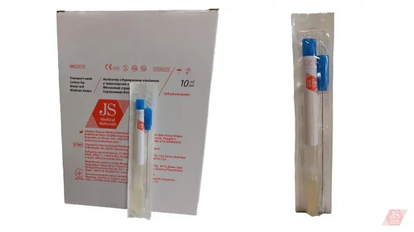 Swab with metal handle in Amies transport medium