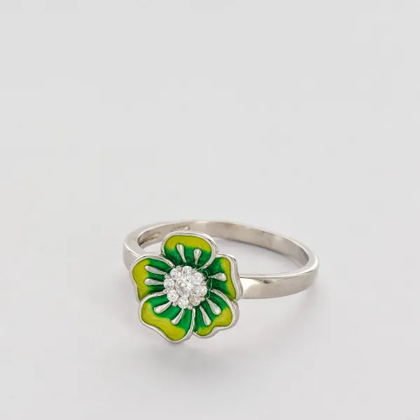 Сребърен пръстен зелено цвете La Benedetto 1