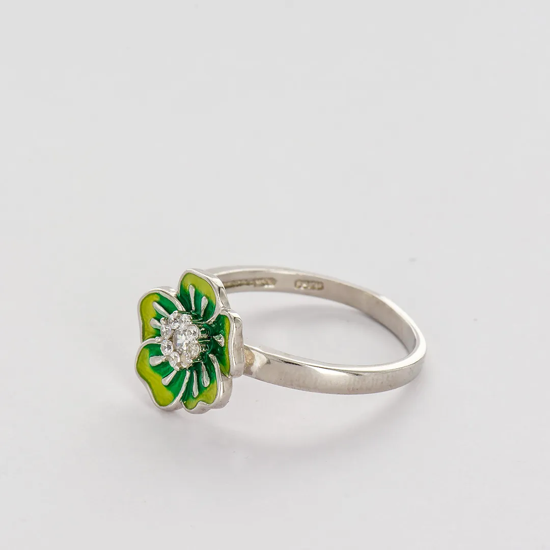 Сребърен пръстен зелено цвете La Benedetto 3