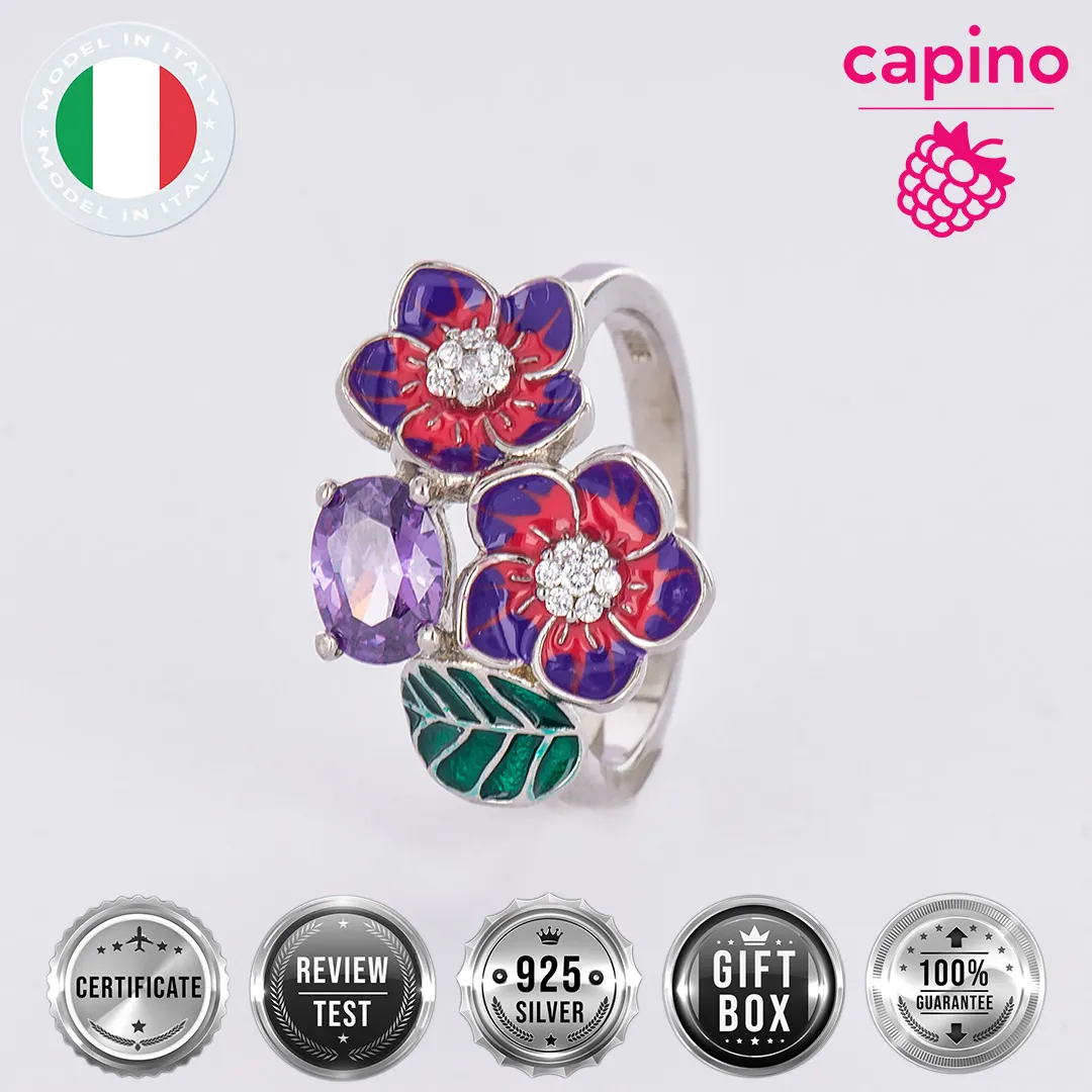 La Gino сребърен пръстен цвете 4