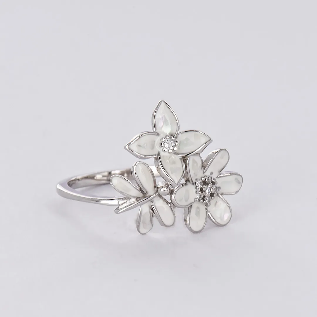 Ottone сребърен пръстен Цветя 3