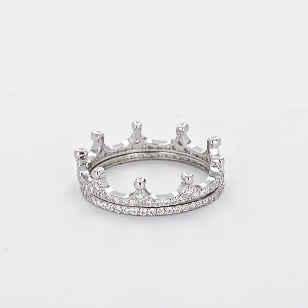 Сребърен пръстен халка и корона Goffredo 3