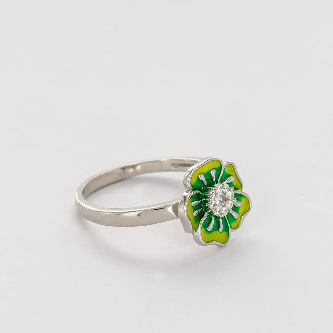 Сребърен пръстен зелено цвете La Benedetto 4