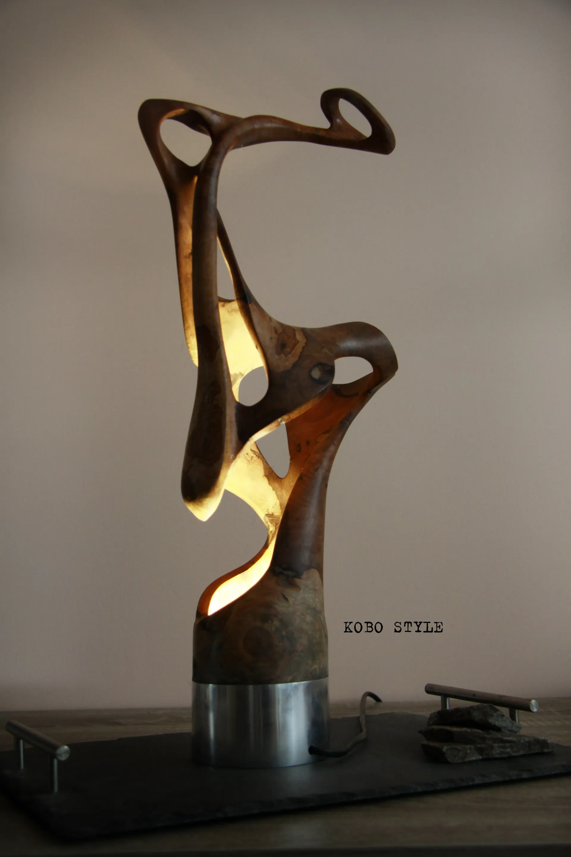 Лампа от Круша и алумин 2
