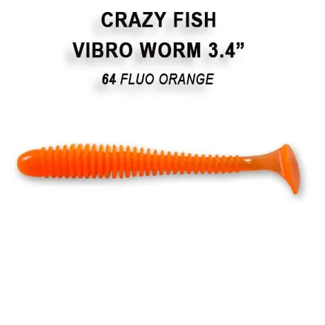 Crazy Fish Vibro Worm 8.5см Силиконова Примамка 9