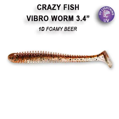 Crazy Fish Vibro Worm 8.5см Силиконова Примамка 23