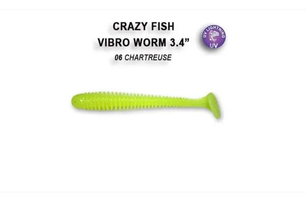 Crazy Fish Vibro Worm 8.5см Силиконова Примамка 33