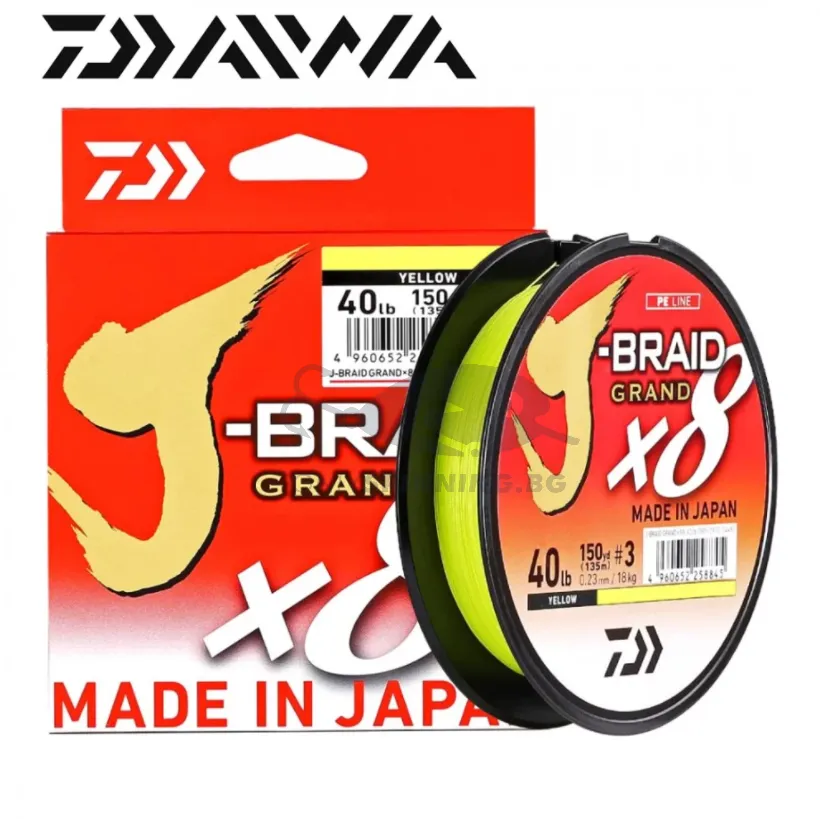 Daiwa J-Braid Grand X8 135m Yellow - 8 Нишково Плетено Влакно 1