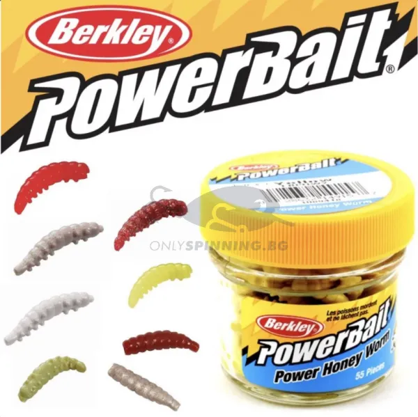 Berkley Powerbait Honey Worms Garlic Камола за Пъстърва Чесън - 55 броя 1