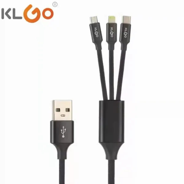 KLGO кабел 3в1 за бързо зареждане, Micro, TYPE-C, IOS 1