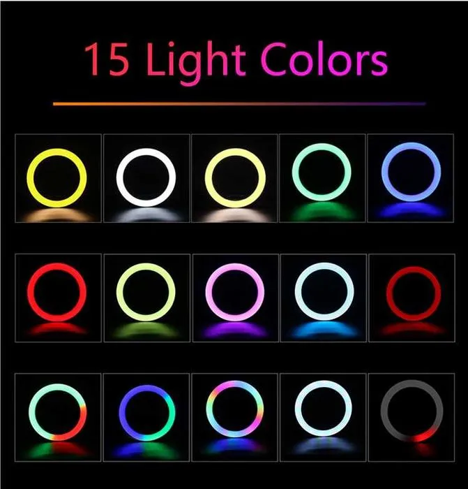 15 цвята RGB LED ринг лампа #12инча 3