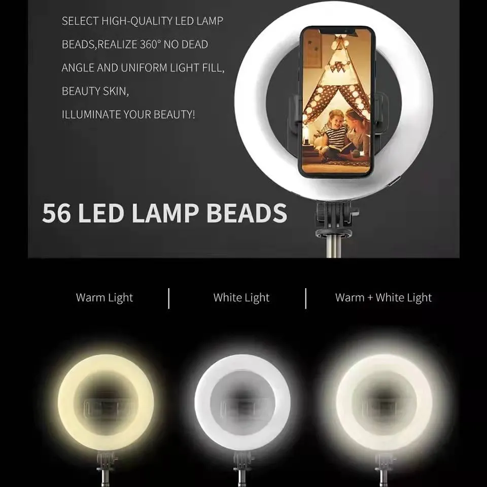  4 в 1 селфи LED пръстенна светлина Безжичен Bluetooth селфи стик Мини  3