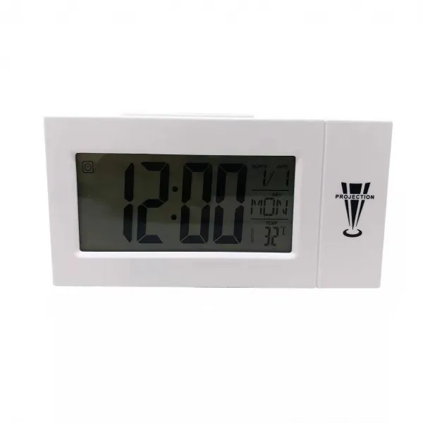 Часовник DS-618, Проектиращ, Аларма, Дигитален термометър, Функции Snooze и Voice Control, Бял 1