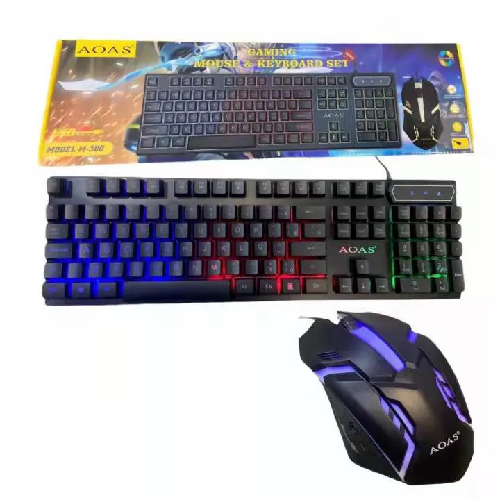 AOAS M-300 Светещ RGB LED клавиатурата & комплект за геймъри на мишката 2
