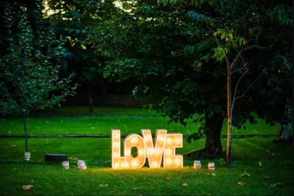 Голям дървен светещ надпис LOVE 1