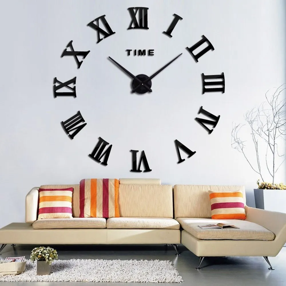     Голям 3D стенен часовник декорация за дома - РИМСКИ ЦИФРИ 2